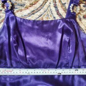 L.A. GLO satin/silky purple long formal dress vintage but classic sexy
